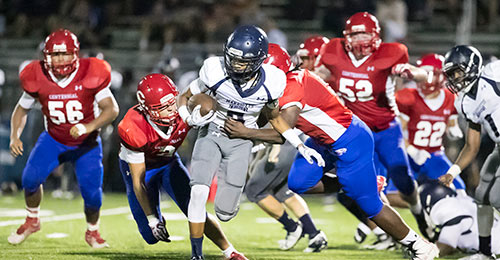action play in Centennial HS vs. Marriotts Ridge HS football game