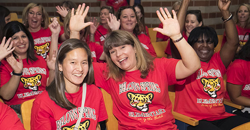 Excited Long Reach High School staff at their 2017 Kickoff.