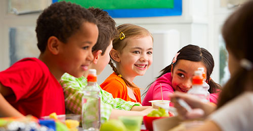 students at a cafeteria table