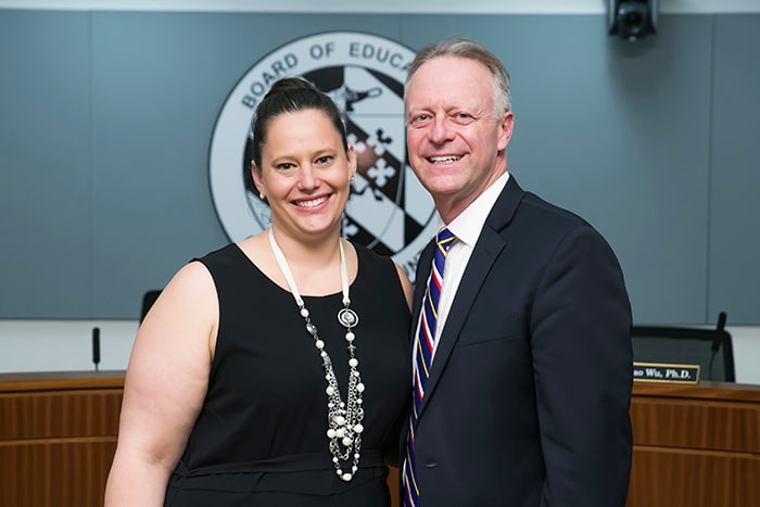 Kate Volpe with HCPSS Superintendent Michael J Martirano.