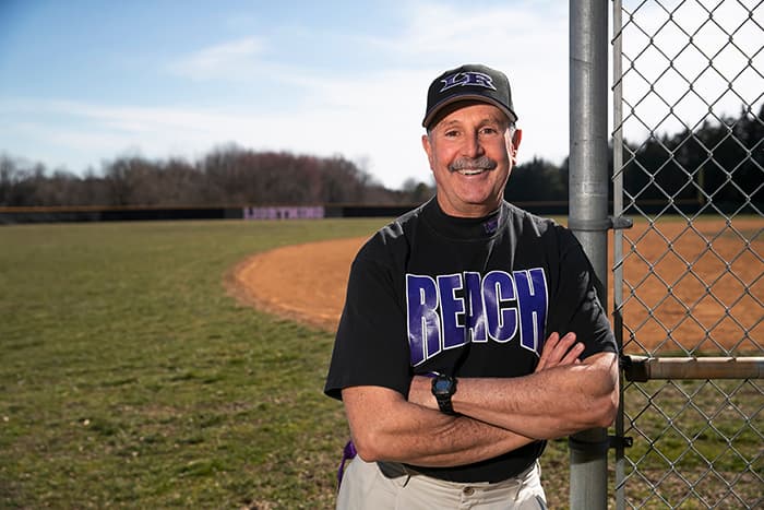 Timothy O'Brien on a baseball field.