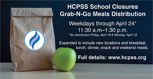 A graphic with a lunch bag and list of Grab N Go locations.