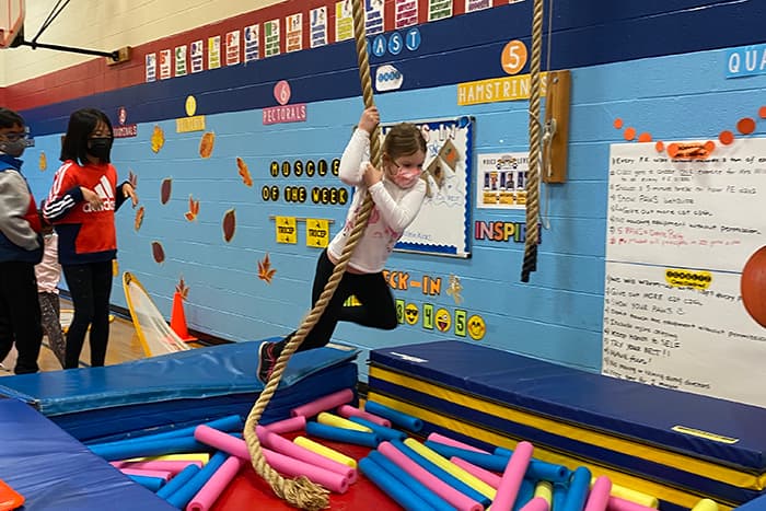 Students participate in an obstacle course as part of Worthington ES's Kindness Week.
