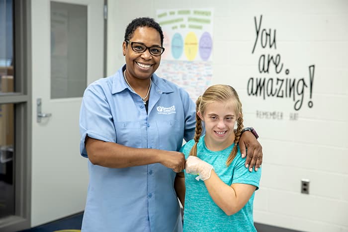 averly Elementary School Custodial Day Supervisor Wendy Cain and Catherine Gilbert.