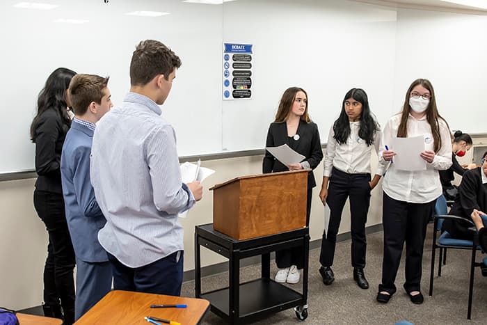 Students present their arguments during the Middle School G/T Countywide Debate.