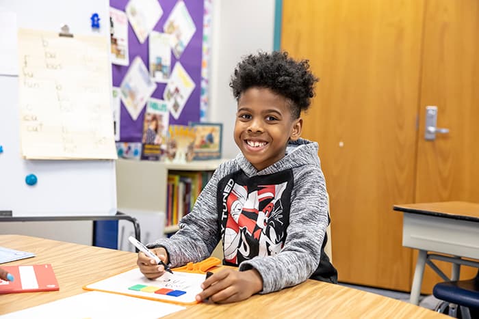 FRES student working on a reading activity.