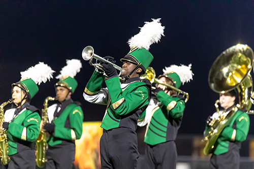 students performing in the Wilde Lake HS marching band