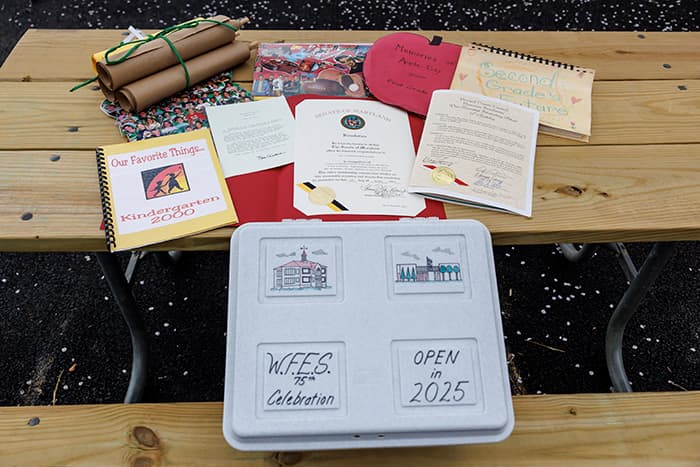 Items from the 2000 time capsule, including a letter from then President Bill Clinton.