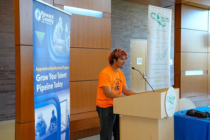 An HCPSS Apprenticeship student speaking.