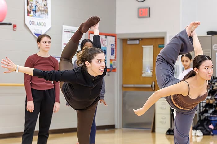 Haley Nachlas dancing with her students.