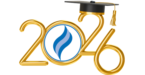 numbers 2026 with a graduation cap on top of the second 