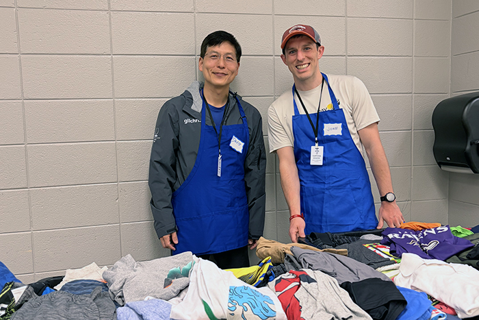 Grace Church volunteers at the Long Reach High School clothing distribution event.