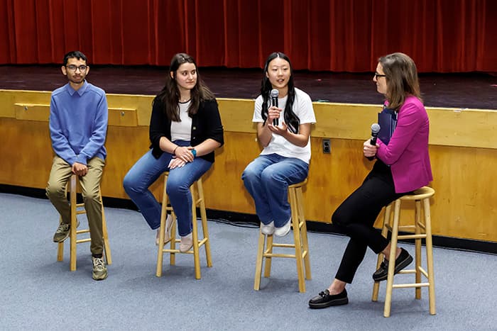 C-SPAN’s Rachel Katz interviews 3 rd prize winners Satvik, Alara and Angela.